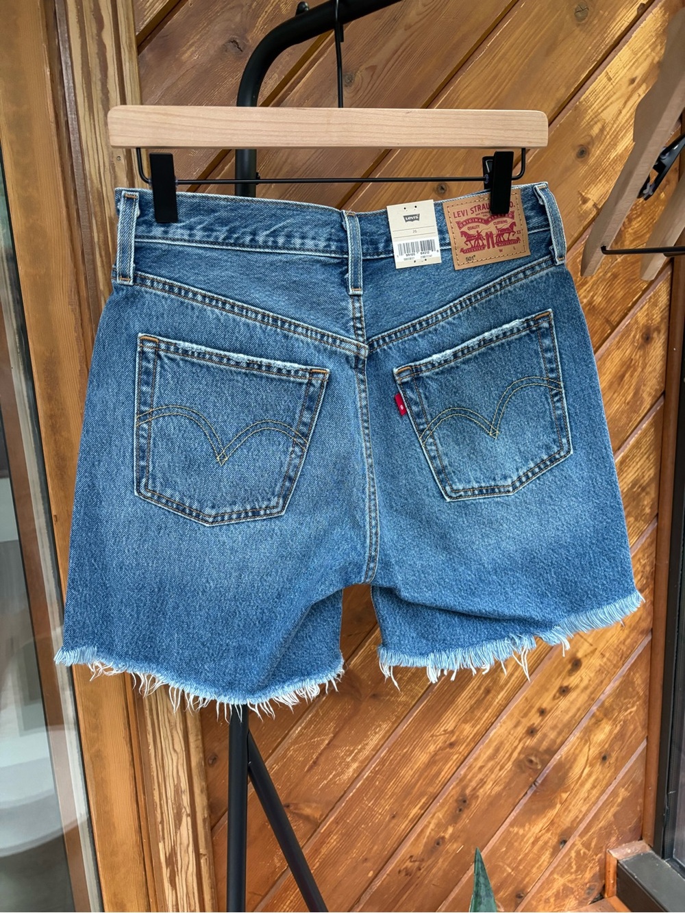 Levi's Light Blue Distressed 501 Mid-Thigh Denim Shorts - Picture 6 of 10